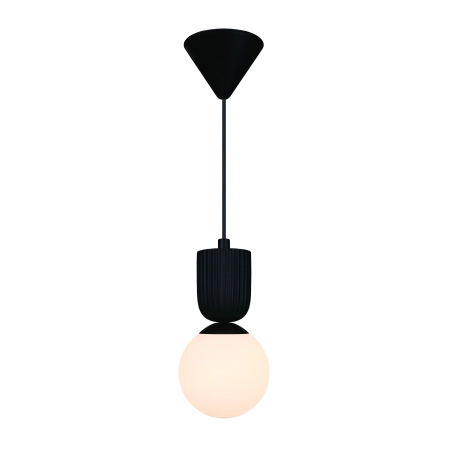 Lampa wisząca czarna + klosz biała kula Sadie NO2512603003 - Nordlux